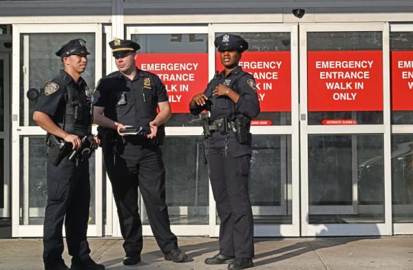 NYPD cops at Brookdale Hospital. 