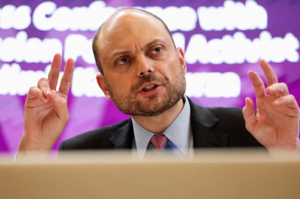 Russian dissident and recently released priso<em></em>ner Vladimir Kara-Murza speaks at the Royal United Services Institute (RUSI) in London