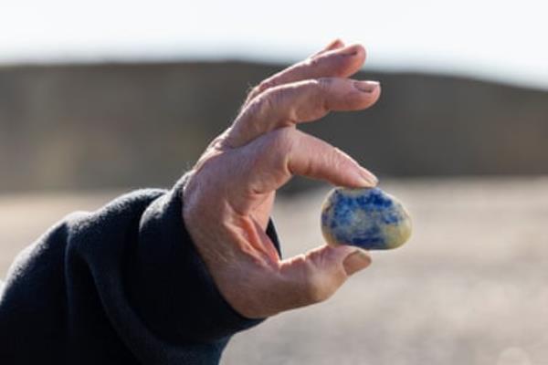 Geerlings holds his prized sapphire, which he found at Gemstone Beach.