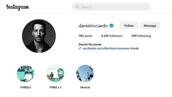 Daniel Ricciardo dro<em></em>ps ‘F1 driver’ from Instagram profile