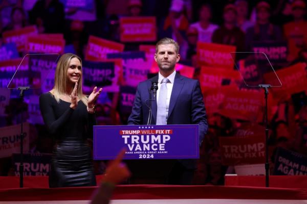 Lara and Eric Trump at Madison Square Garden in New York City on October 27, 2024