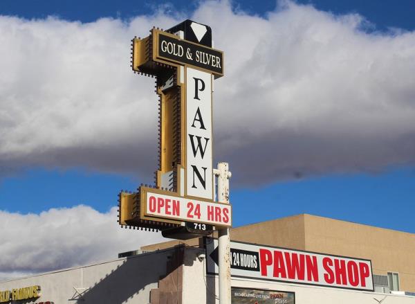 Sign for Gold and Silver Pawn Shop in Las Vegas.