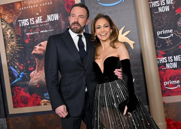 Happier times: Ben Affleck and Jennifer Lopez attend the Los Angeles Premiere of JLo's docu<em></em>mentary "This Is Me...Now: A Love Story" on Feb. 13, 2024 in Hollywood, California. 