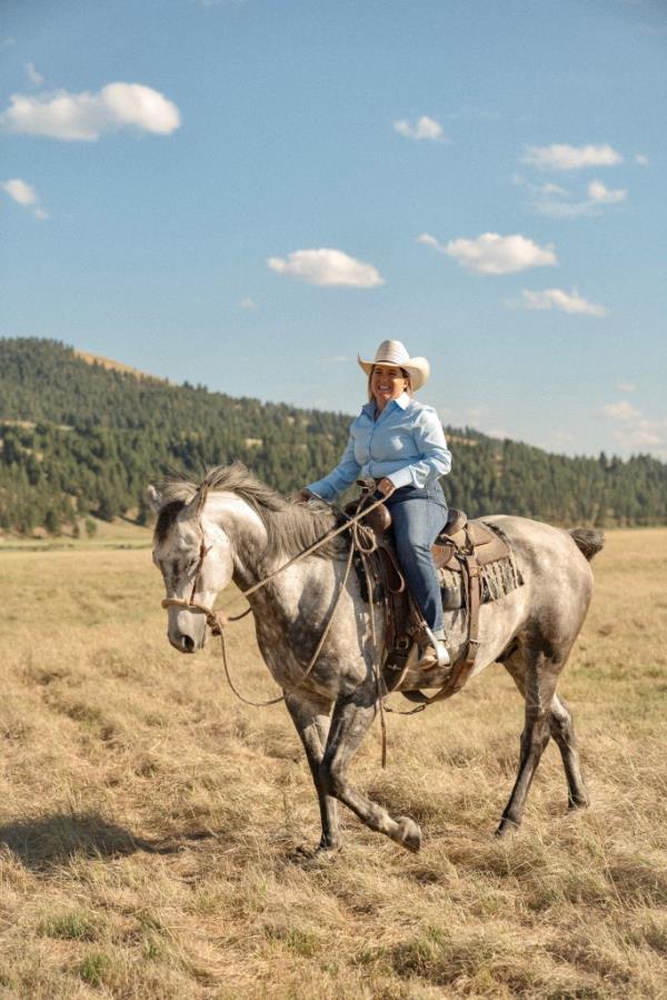 Samantha Dopp riding a horse. 