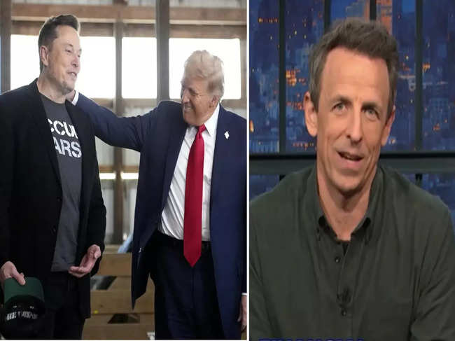 Elon Musk, Do<em></em>nald Trump and Seth Meyers