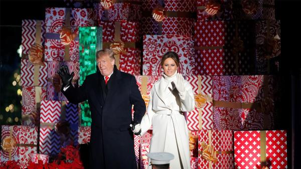 Do<em></em>nald Trump, Melania Trump in festive Christmas setting