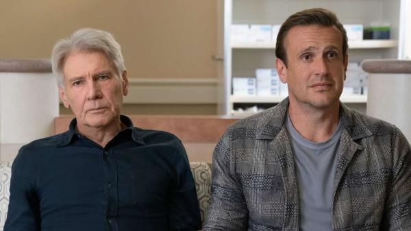 Harrison Ford and Jason Segel looking miserable in Shrinking