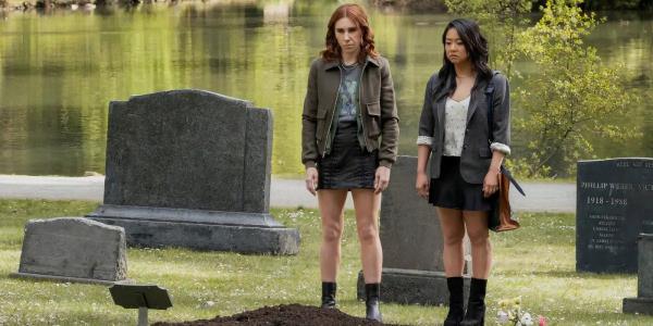 Ruby and AJ visit a gravesite in Laid (2024)