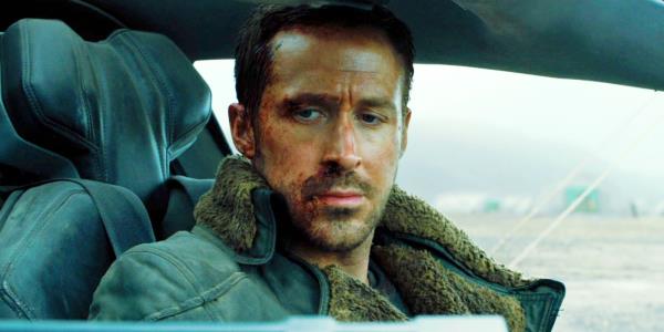 Ryan Gosling as Agent K in his car in Blade Runner 2049