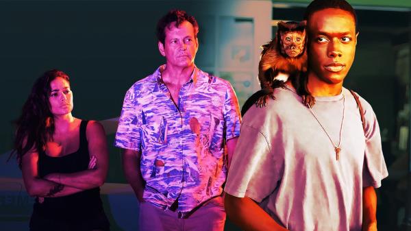 An edited image of Bad Mo<em></em>nkey with Vince Vaughn, Natalie Martinez, and Ro<em></em>nald Peet