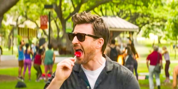 Chris Evans as Jack O'Malley licking a lollipop in Red One