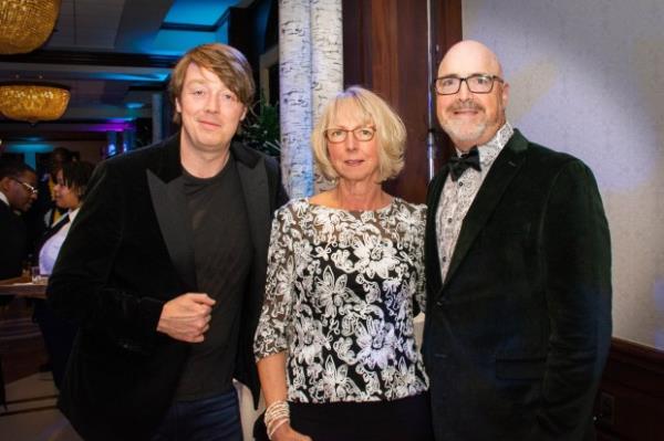 From left - Michael Black, @Baristart celebrity latte artist, Penny Cox, Chapel Valley Landscape Company controller, and Adrian Cox, CertaPro Painters owner, at The Gilchrist Ball (Sloane Brown)