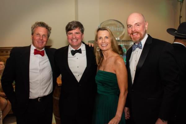 From left - Jeff Becks, retired hedge fund trader, Matt Bollinger, Bollinger Energy president/event co-chair/board member, Jen Bollinger, T. Rowe Price senior engagement consultant/event co-chair, and Mitchell Goetze, Goetze Candy Company CEO/board member, at The Gilchrist Ball (Sloane Brown)